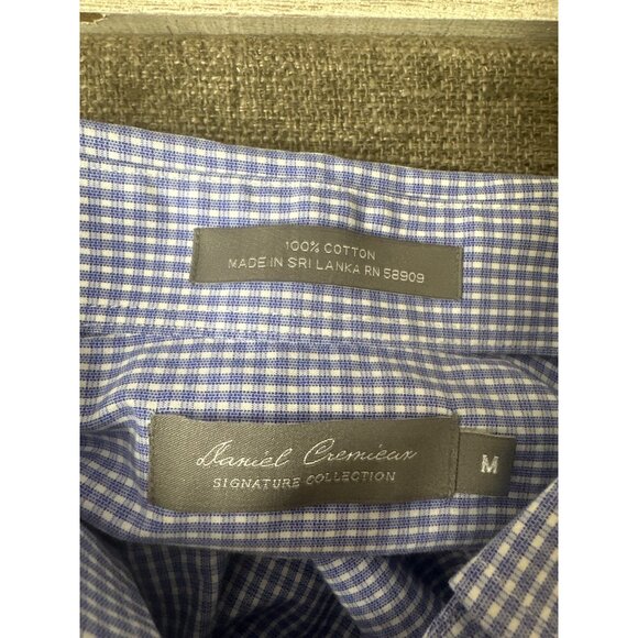 Daniel Cremieux Mens Signature Collection Blue Gingham Button-Down Shirt Medium - Picture 4 of 7